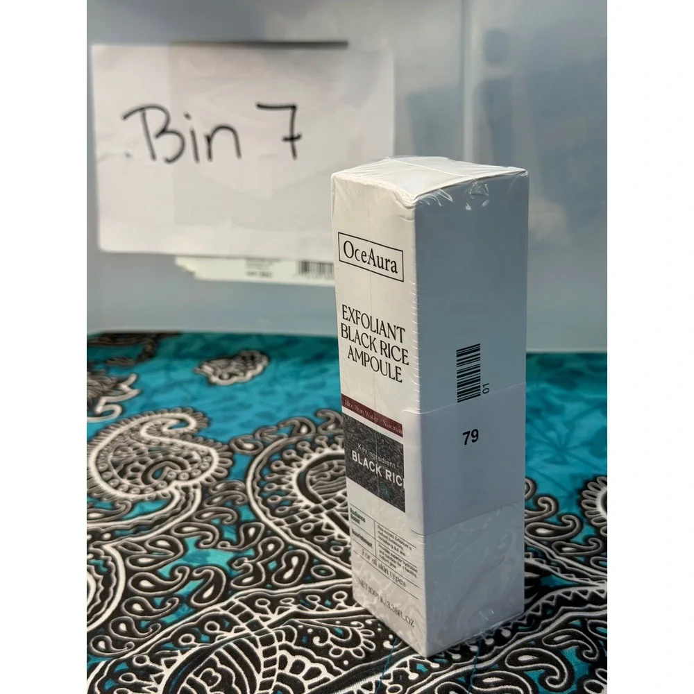 OceaAura Exfoliant Black Rice Ampoule 100ml Niacinamide Rice Bran Water Serum